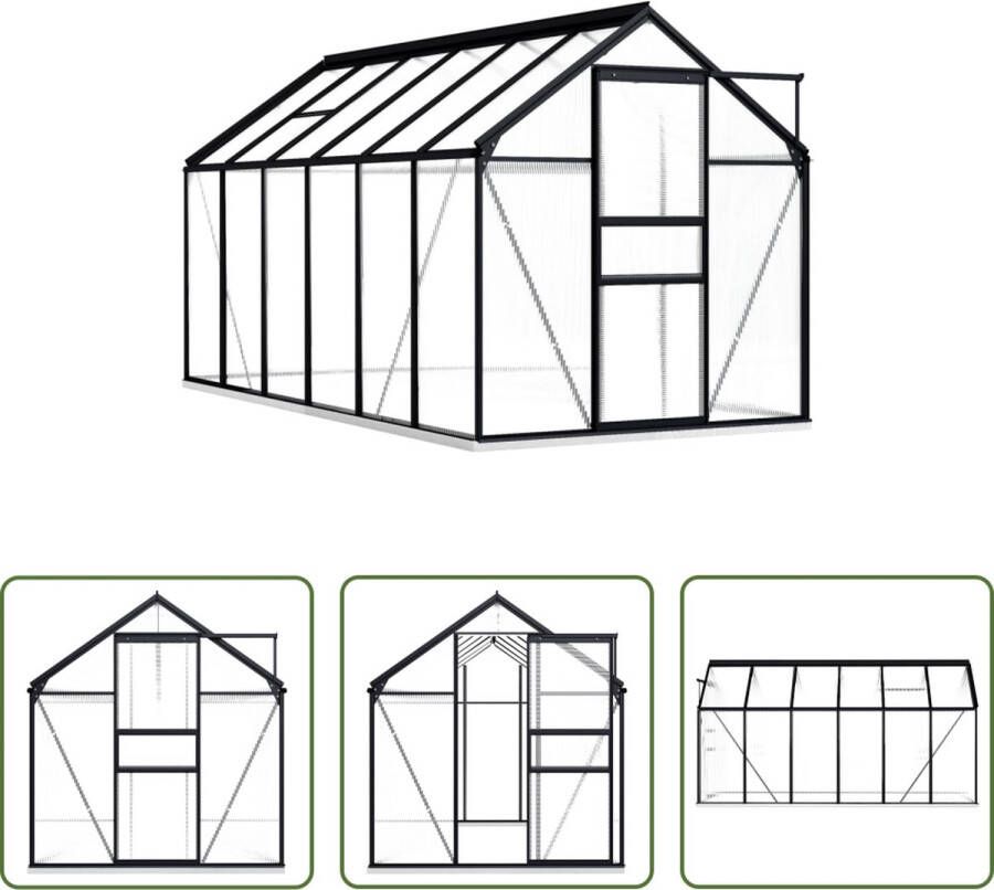 The Living Store Kweekkas Aluminium 190x370x132 202 cm 11.74 m³ 4 mm Uv-bestendig