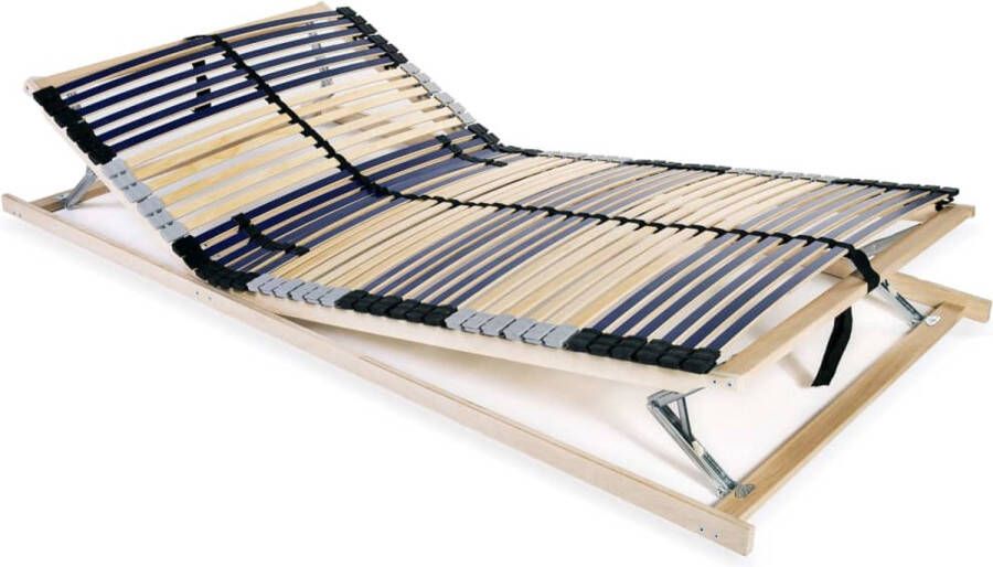 The Living Store Lattenbodem 195 x 120 x 10 cm Massief beukenhouten frame 42 latten Verstelbaar SBS rubberen doppen