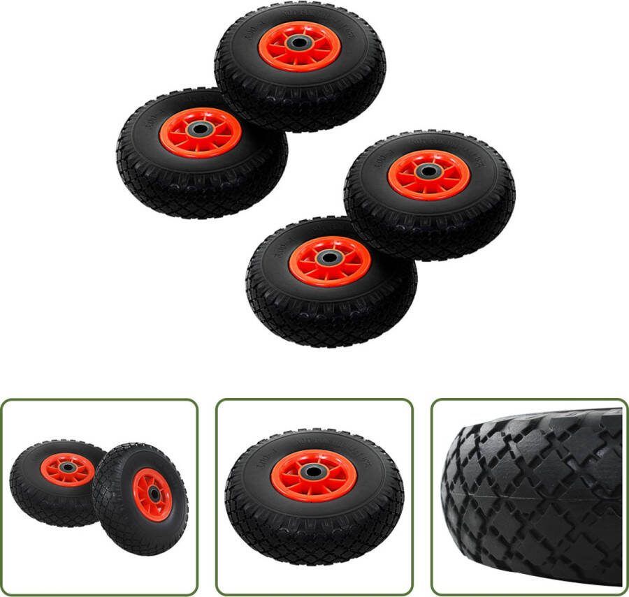 The Living Store Lekbestendige Reservewielen Steekwagens 260x85mm PU Elastomeer Kunststof Velg