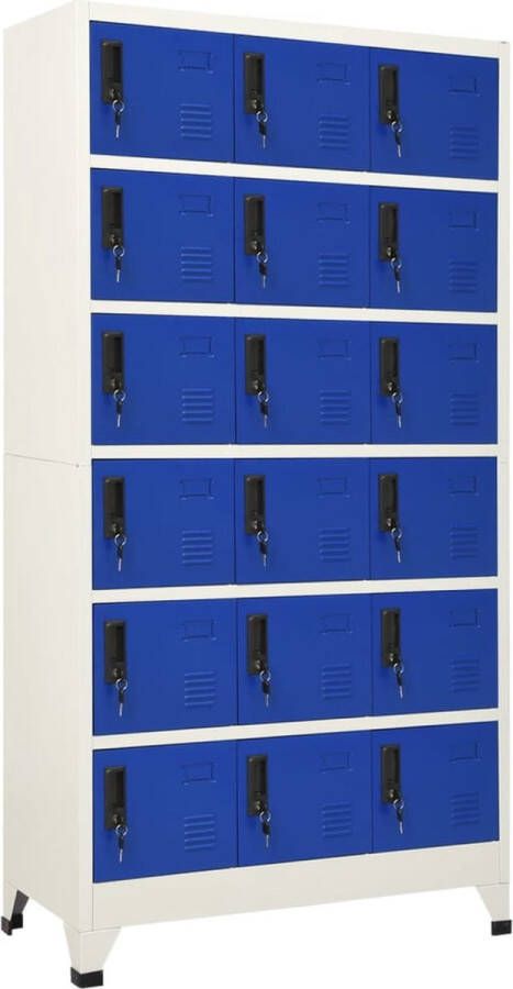 The Living Store Lockerkast Opbergkast 90 x 40 x 180 cm Grijs Blauw