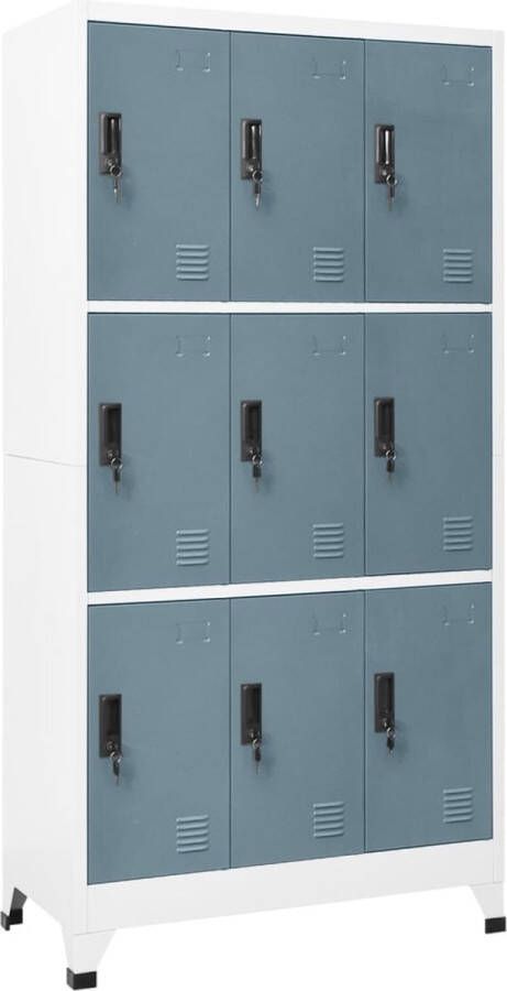 The Living Store Lockerkast Opbergkast 90 x 45 x 180 cm Staal met Afsluitbare Deuren