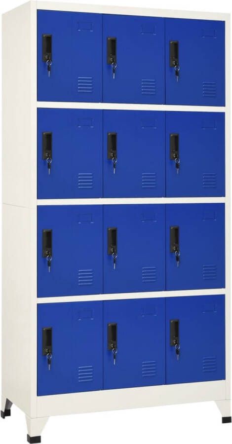 The Living Store Lockerkast Opbergkast 90x45x180 cm Staal Grijs Blauw