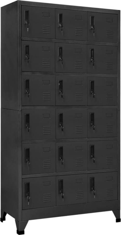 The Living Store Lockerkast Staal 90 x 40 x 180 cm Antraciet