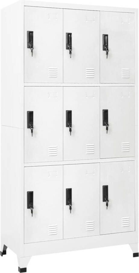 The Living Store Lockerkast Staal 90x45x180 cm 9 afsluitbare deuren