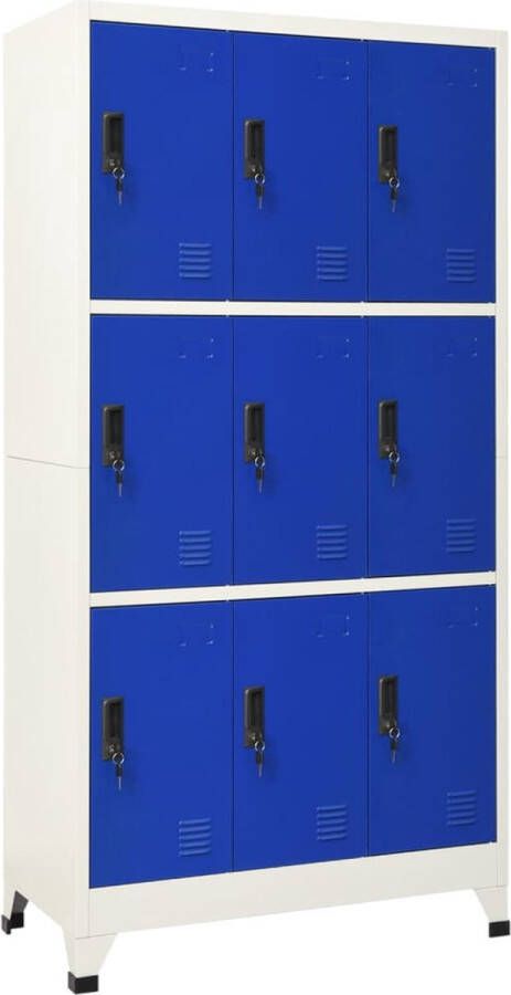 The Living Store Lockerkast Staal Grijs Blauw 90x45x180cm Duurzaam en Ventilatieopeningen