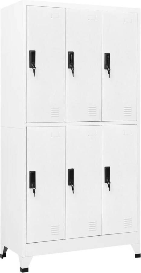 The Living Store Lockerkasten Staal 90x45x180 cm Wit Met 6 deuren