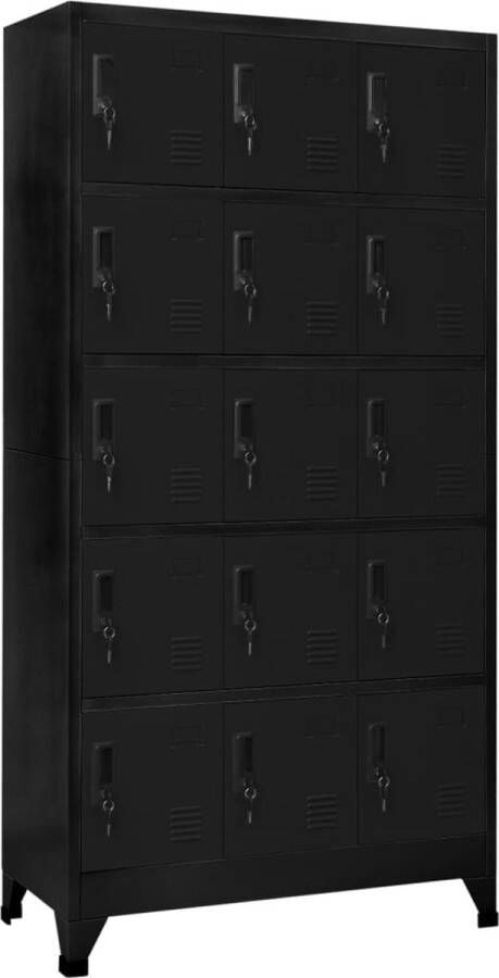 The Living Store Lockerkasten Stalen opbergkast 90 x 40 x 180 cm Zwart