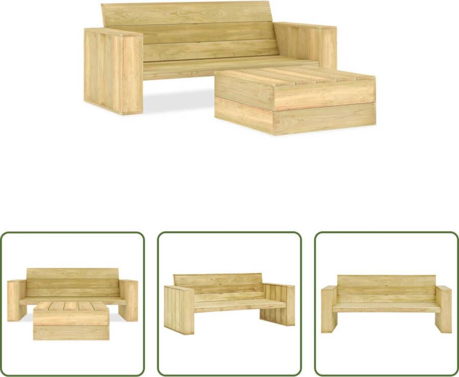The Living Store Loungebank Grenenhout 179 x 76 x 76 cm Theetafel Montage vereist
