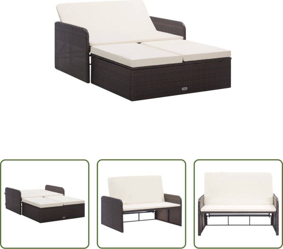 The Living Store Loungebank met opbergruimte bruin PE rattan 109 x 85 100 x 52-80 cm inclusief 4 cm dikke kussens