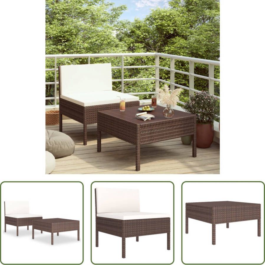 The Living Store Loungebank PE-rattan Bruin 57 x 69 x 69 cm Stabiel en gemakkelijk te reinigen Inclusief kussens Montage vereist