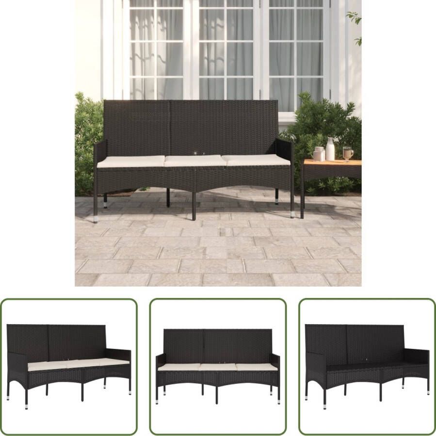 The Living Store Loungebank Poly Rattan 140 x 51 x 85 cm Zwart Comfortabele Kussens