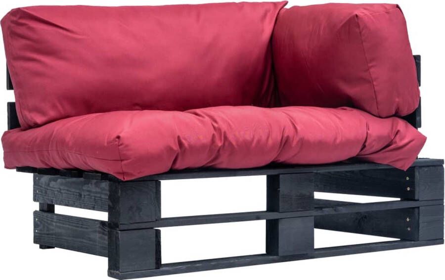 The Living Store Loungebank Tuin 110x66x65 cm Grenenhout Rood kussen
