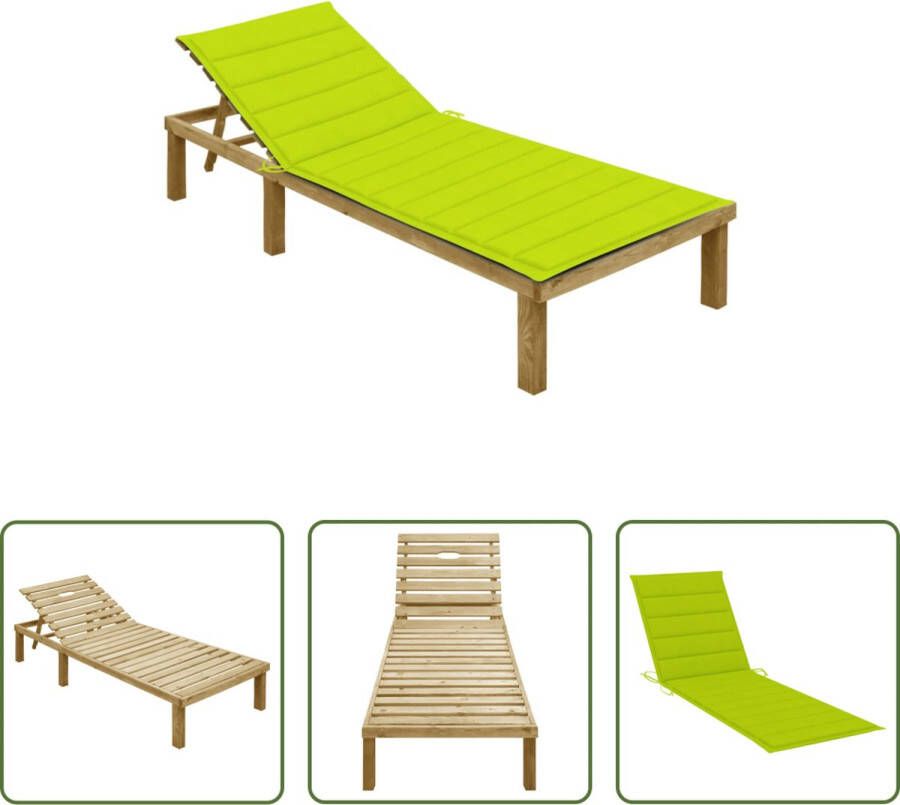 The Living Store Loungebed Grenenhout Helder groen 200 x 70 x (31.5 77) cm