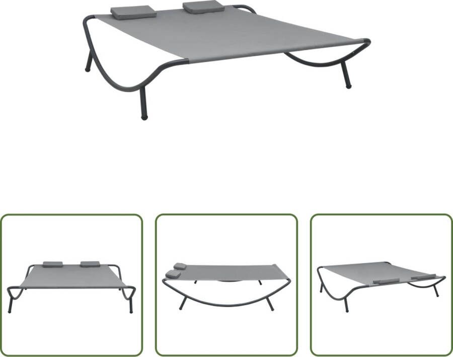 The Living Store Loungebed Ligbed voor buiten 200x173x45 cm Antraciet