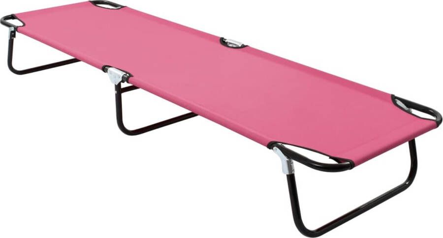 The Living Store Loungebed Opvouwbaar campingbed Roze 190 x 58 x 28 cm Draagvermogen 120 kg