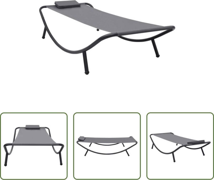 The Living Store Loungebed Outdoor 200x90x40 cm Grijs