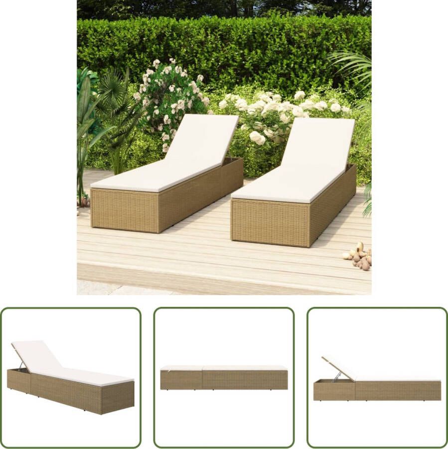 The Living Store Loungebed PE-rattan gepoedercoat staal 198 x 60 cm weerbestendig