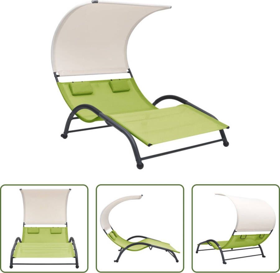 The Living Store Loungebed Tweepersoons 190 x 137 x 158 cm Groen Textileen en Staal