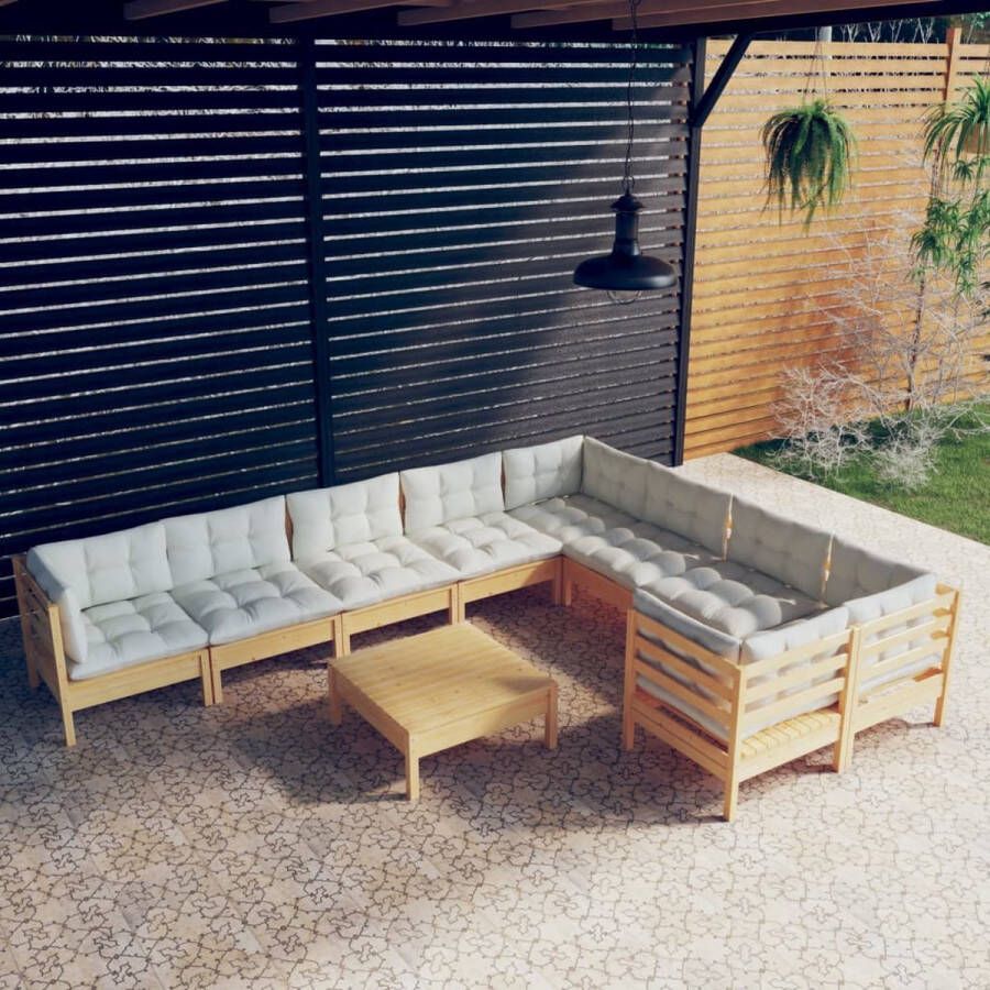 The Living Store loungeset 1 Tuinmeubelset 63.5 x 63.5 cm Massief grenenhout