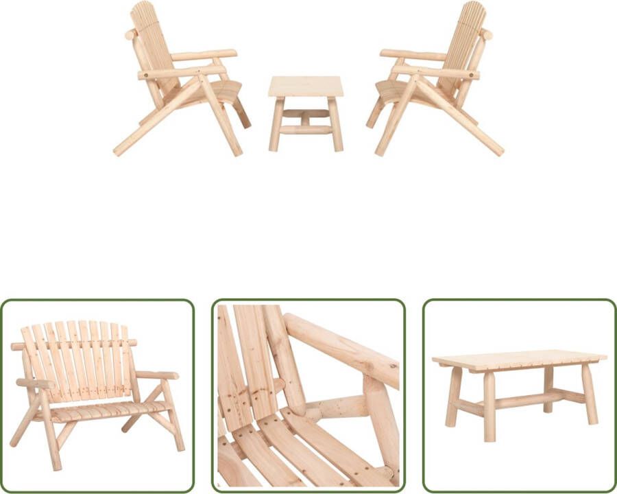 The Living Store Loungeset Adirondack Tuinbank 119 x 85 x 98 cm Salontafel 90 x 50 x 41 cm Massief vurenhout