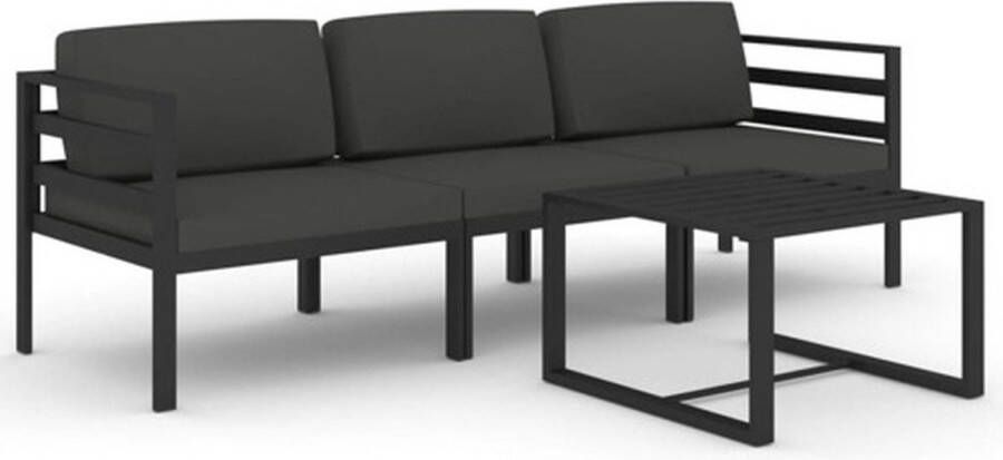 The Living Store Loungeset Aluminium Antraciet 60 x 60 x 38 cm Modulair design