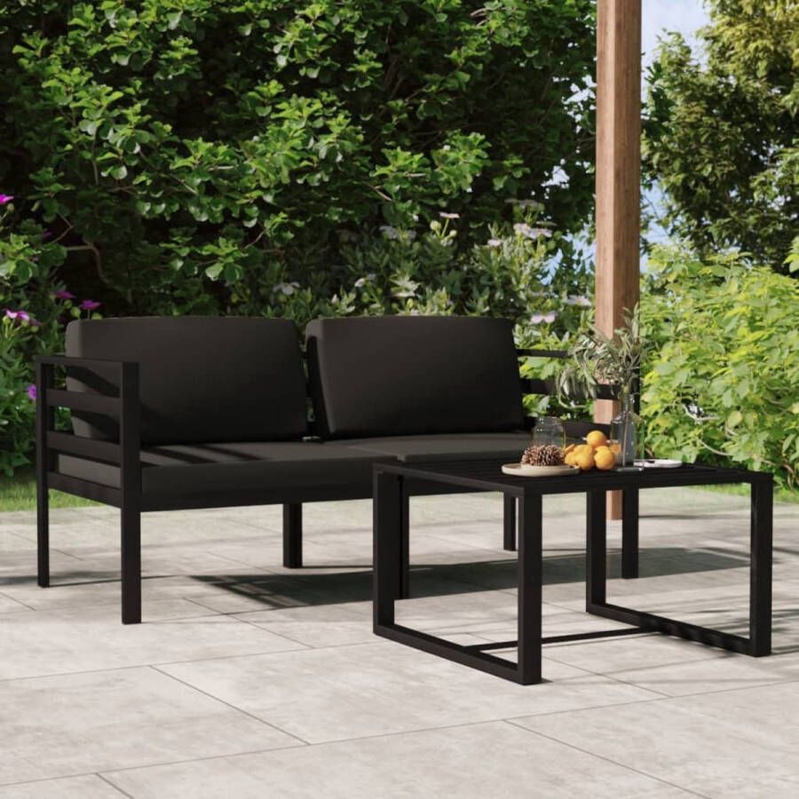 The Living Store Loungeset Aluminium Antraciet Modulair design 70x70x64.5 cm