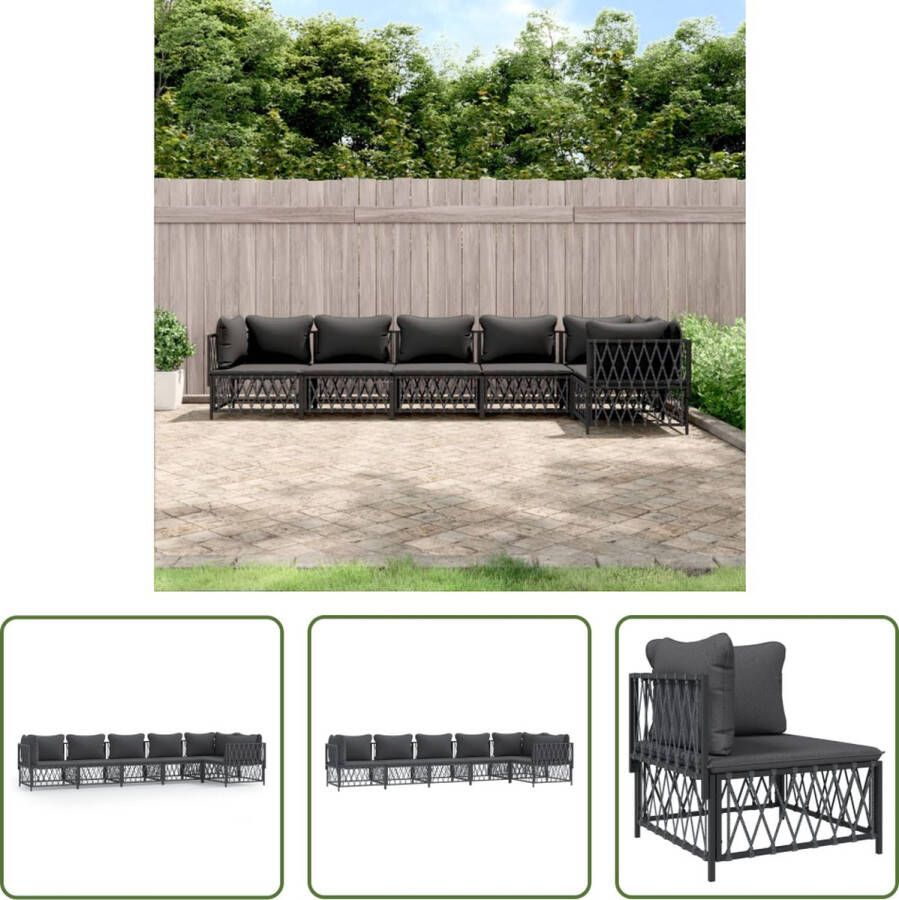 The Living Store Loungeset Antraciet Tuinhoekbank 72x72x66cm Geweven Stof Stalen Frame