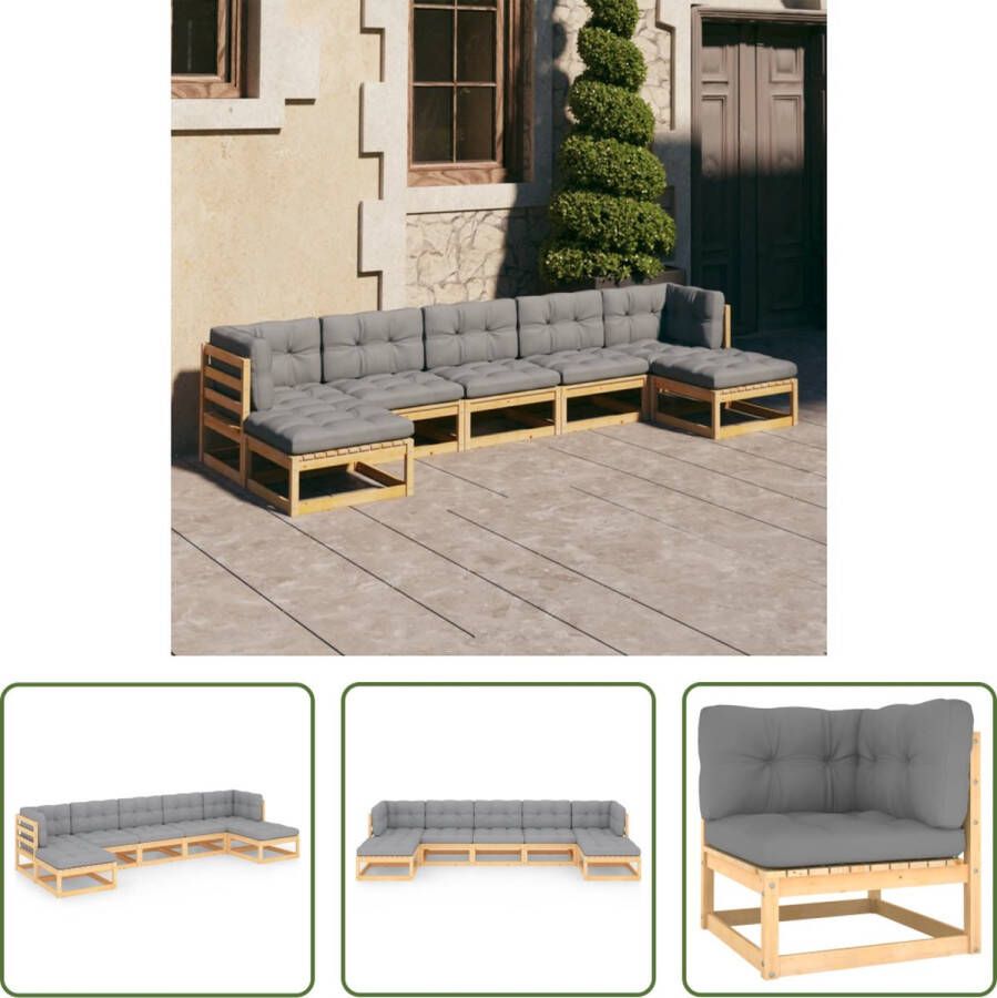 The Living Store Loungeset Grenenhout Hoekbank 70x70x67cm Middenbank 70x70x67cm Voetenbank 70x70x30cm