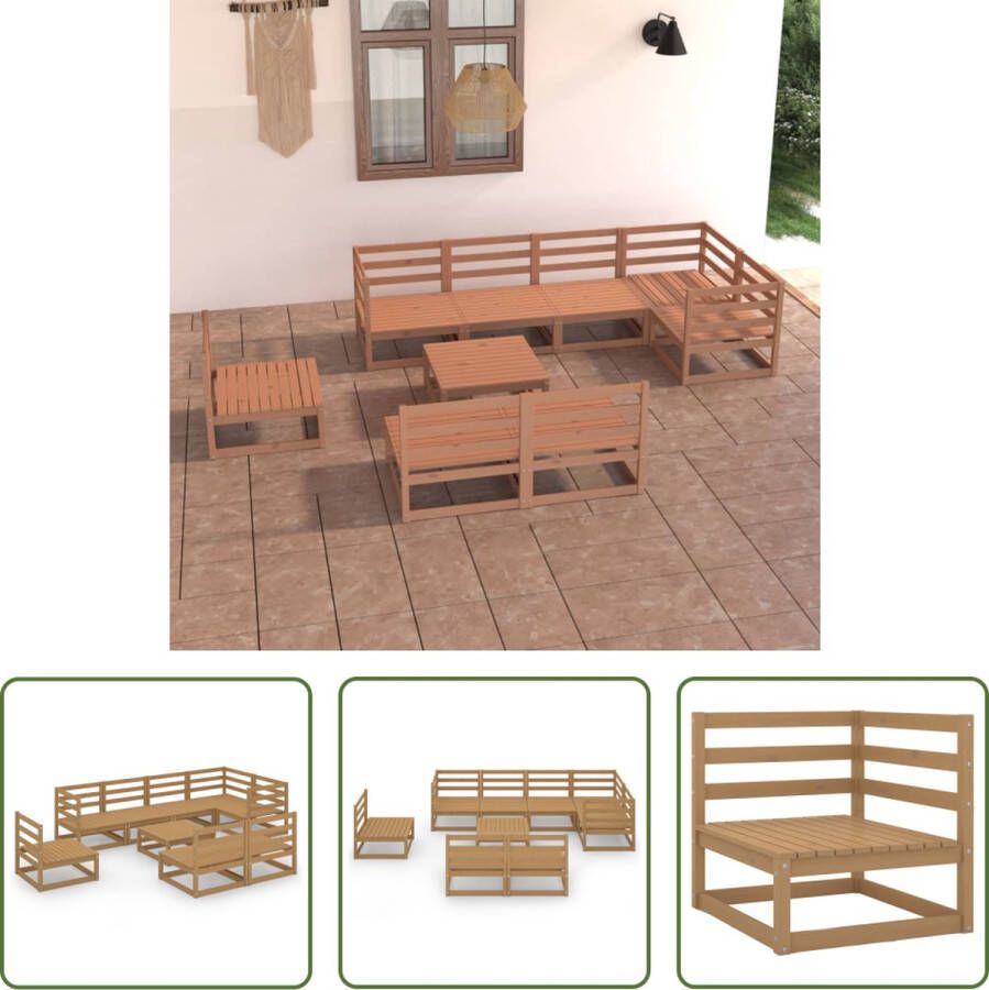 The Living Store Loungeset Grenenhout Tuinmeubelen 70 x 70 cm Honingbruin