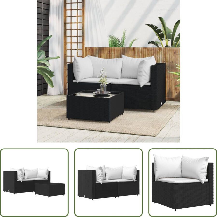 The Living Store Loungeset Harmony Hoekbank 63x63x57.5cm Zwart Inclusief kussens Salontafel 50x50x30cm