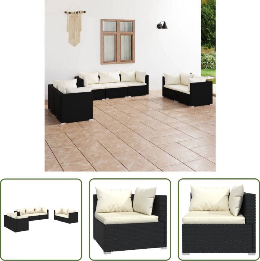 The Living Store Loungeset PE-rattan Modulair Design Zwart 70x70x60.5 cm Stevig frame Waterdicht Optimaal zitcomfort Montage vereist Incl 6 hoekbanken 1 middenbank 7 zitkussens 13 rugkussens