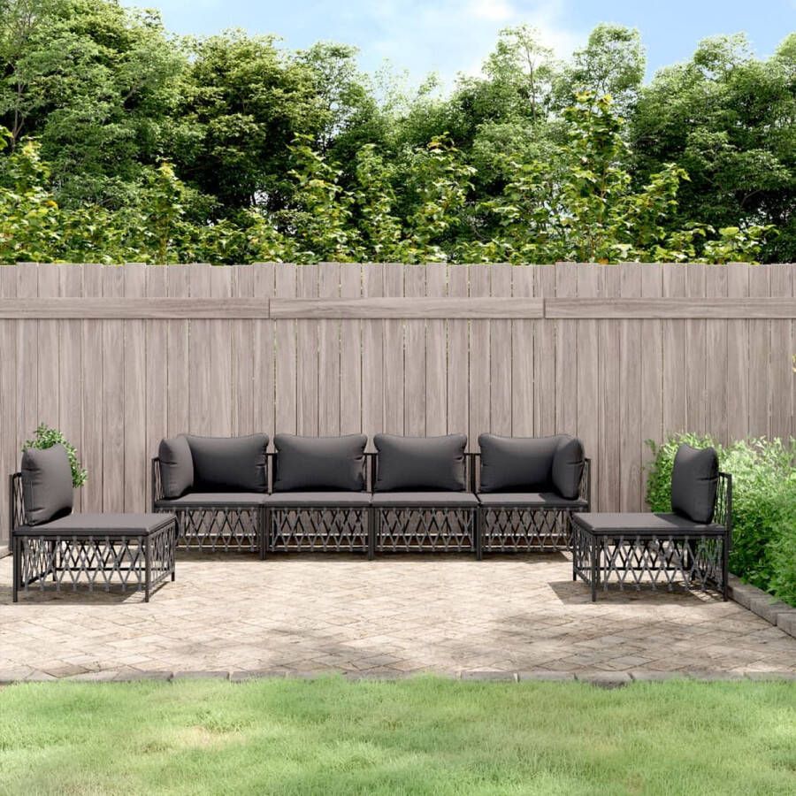 The Living Store Loungeset Tuinhoekbank en Middenbank Antraciet 72x72x66 cm Geweven Stof