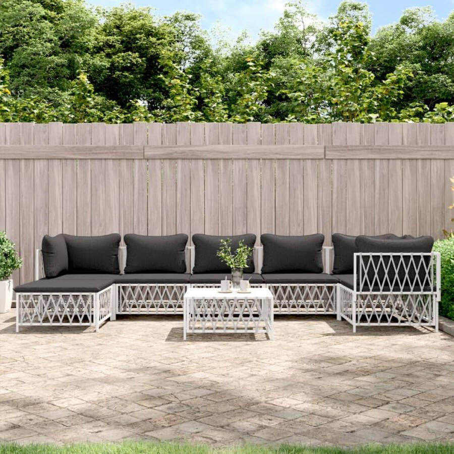 The Living Store Loungeset Tuinhoekbank en middenbank Wit 72 x 72 x 66 cm Geweven stof