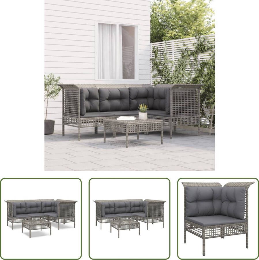 The Living Store Loungeset Tuinhoekbank Grijs 65 x 65 x 75 cm Weerbestendig