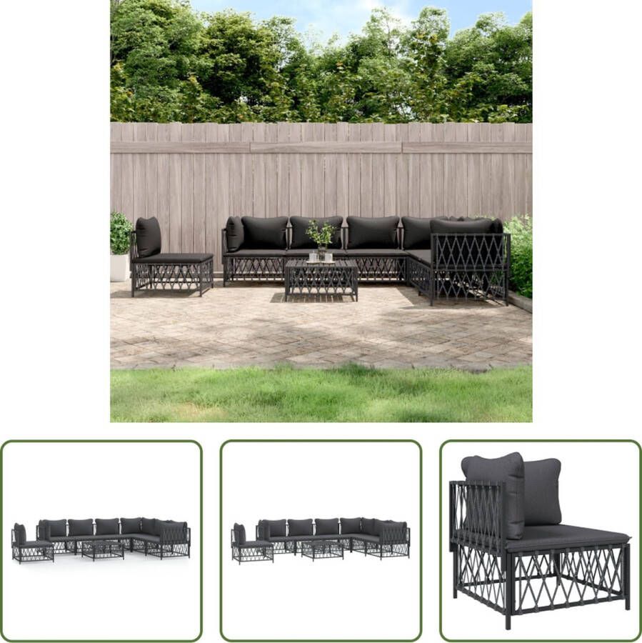 The Living Store Loungeset Tuinhoekbank Tuinmiddenbank Tuintafel 72 x 72 x 66 cm Antraciet