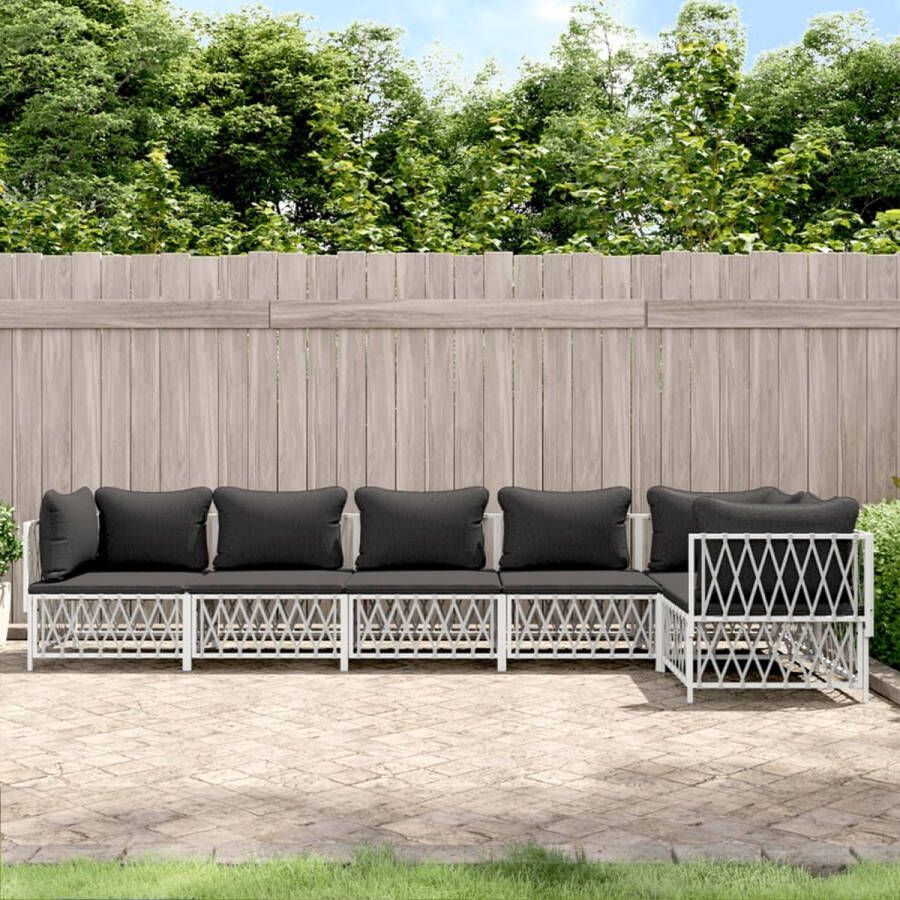 The Living Store Loungeset Wit Tuinhoekbank 72x72x66 cm Inclusief kussens