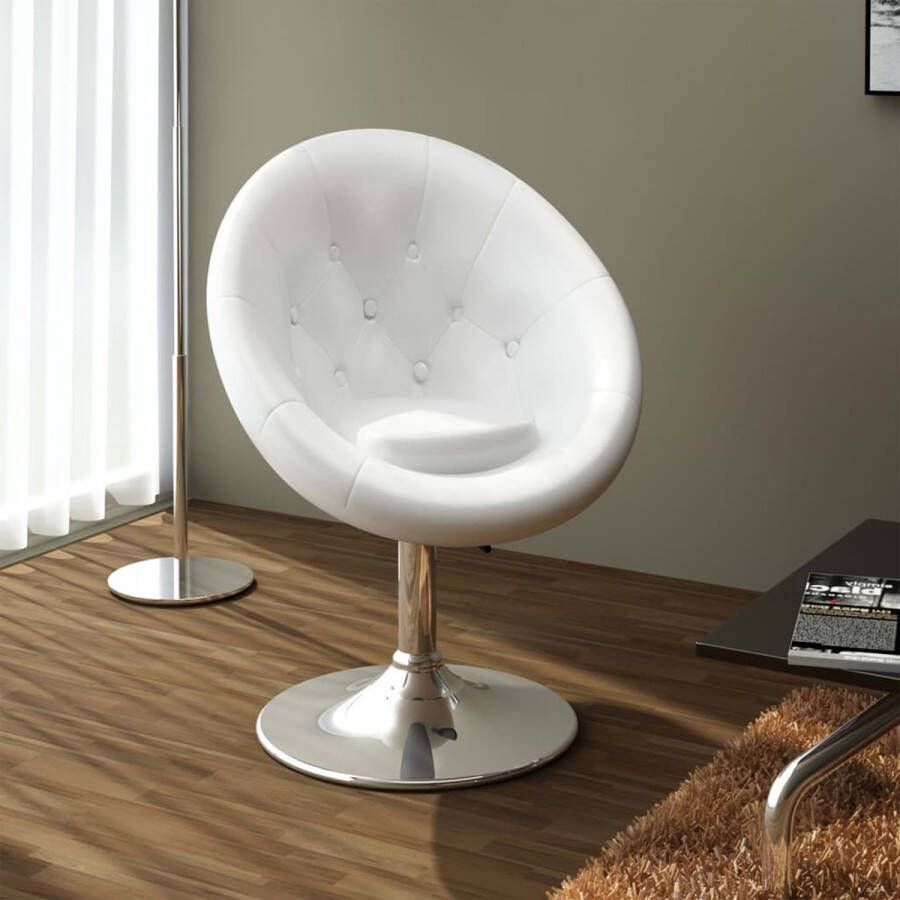 The Living Store Loungestoel Verstelbaar Staal Gepolijst chroom 61 x 58 x (80-93) cm Wit