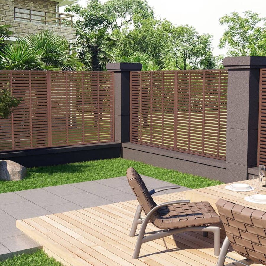 The Living Store Louvre Schutting HKC en PVC 180 x 180 cm Bruin Weerbestendig