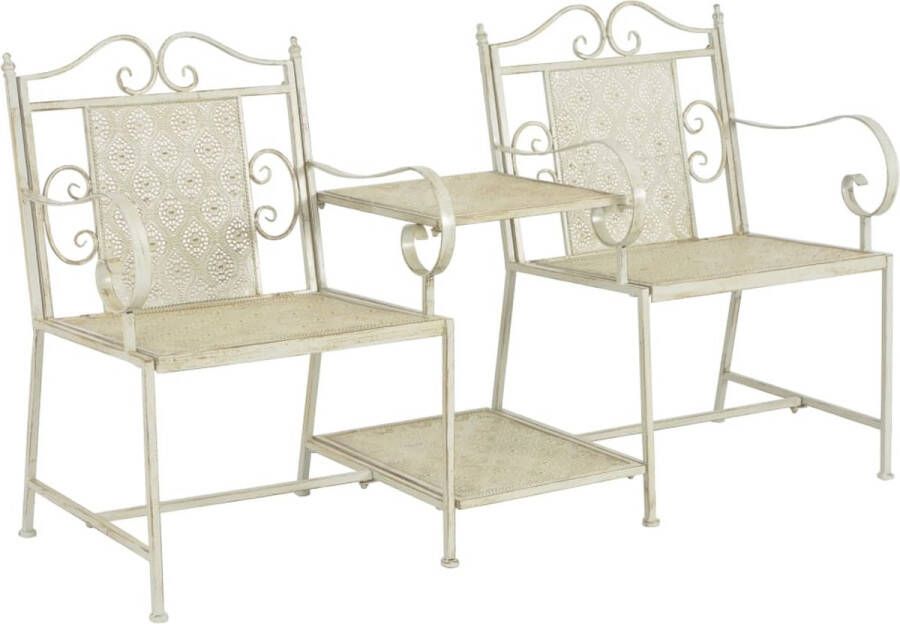 The Living Store Loveseat Vintage Tuinmeubelen 161x58x90 cm Wit Gepoedercoat staal