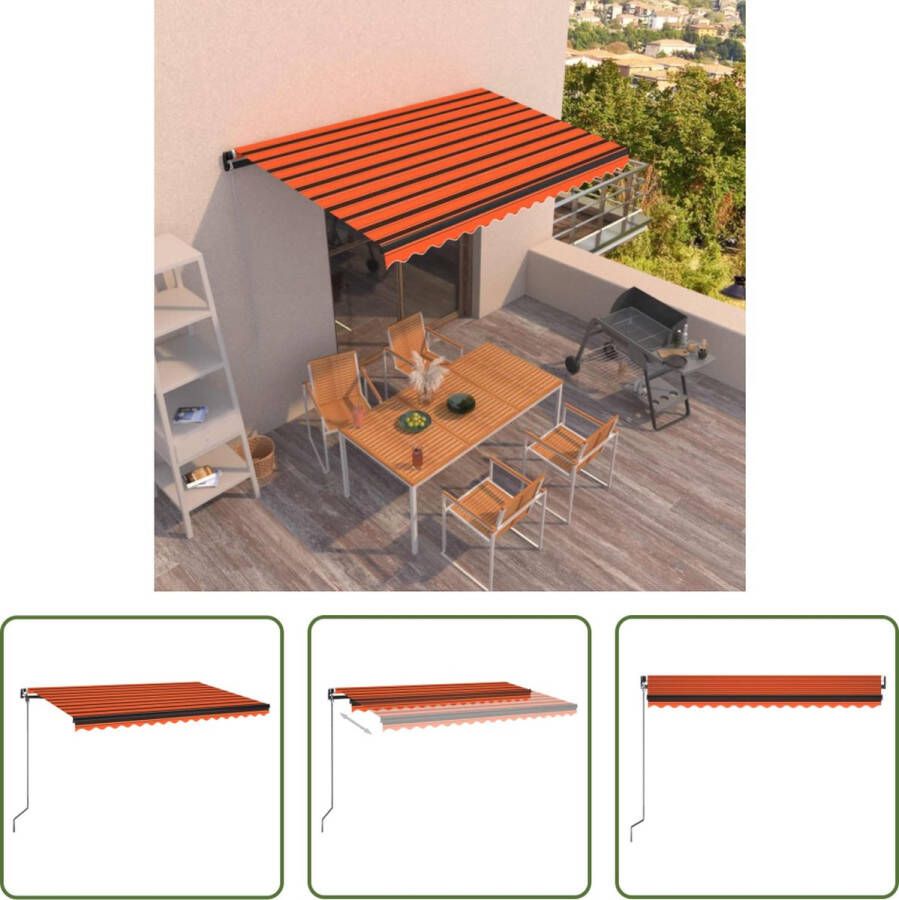 The Living Store Luifel Uitschuifbaar Polyester 400x350 cm Oranje Bruin