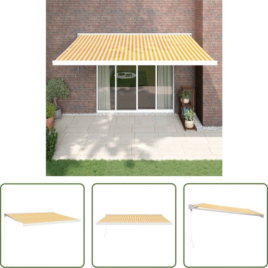 The Living Store Luifel Uittrekbaar 4x3m Geel en Wit