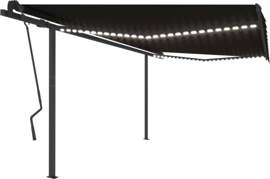 The Living Store Luifel Verstelbaar 450 x 350 cm Antraciet Solar LEDs