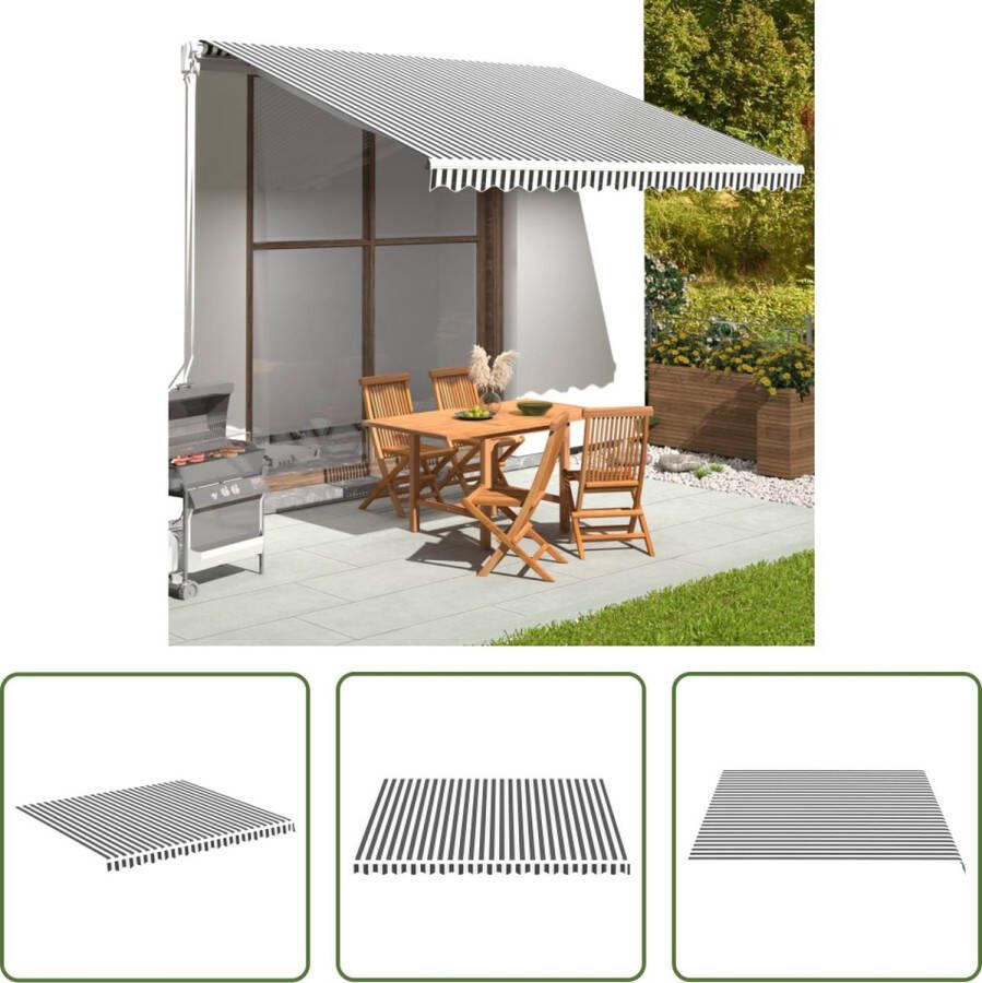 The Living Store Luifeldoek Antraciet Wit 380x345 cm UV-bestendig