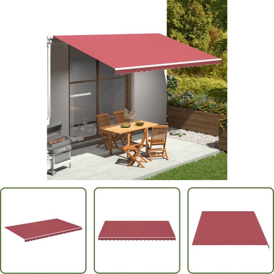 The Living Store Luifeldoek Bordeauxrood 480 x 295 cm UV-Bestendig Polyester Inclusief 1 Hoofddoek + 1 Volant