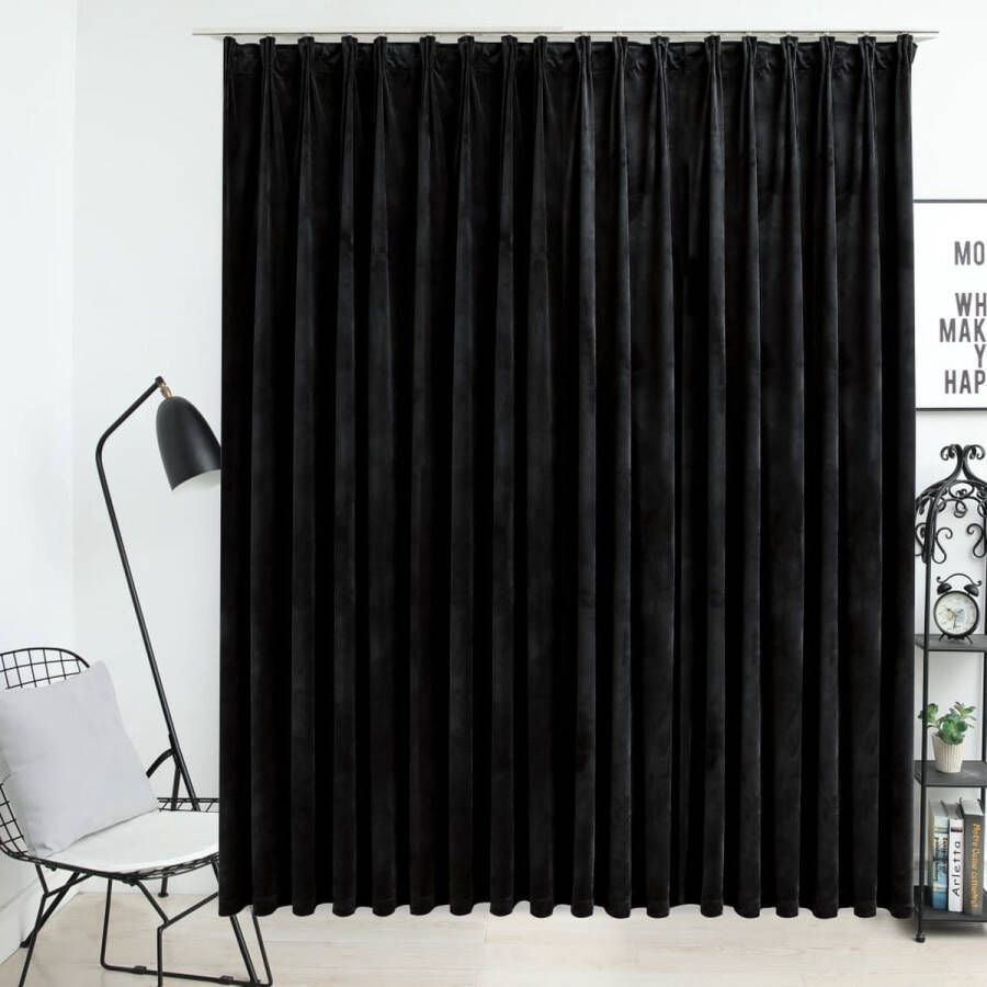 The Living Store Luxe Fluwelen Gordijn 290 x 245 cm Zwart 100% Polyester