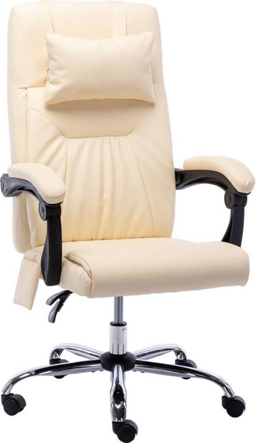 The Living Store ergonomische kantoorstoel Crème Kunstleer 60 x 64 x (112 121) cm Massage Max 110 kg
