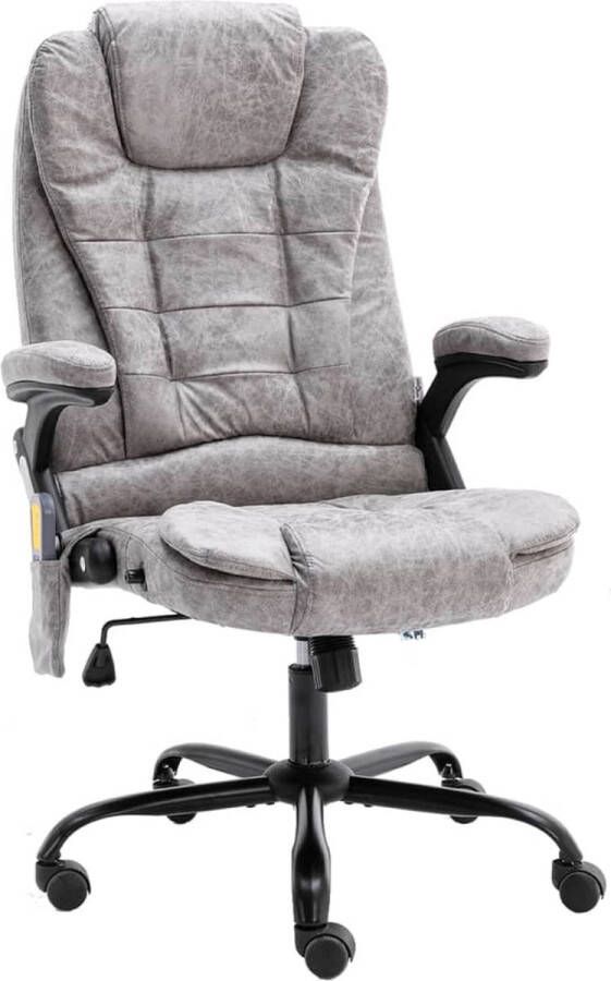 The Living Store Ergonomische kantoorstoel lichtgrijs 67x71x(110-119) cm Massage en verwarming