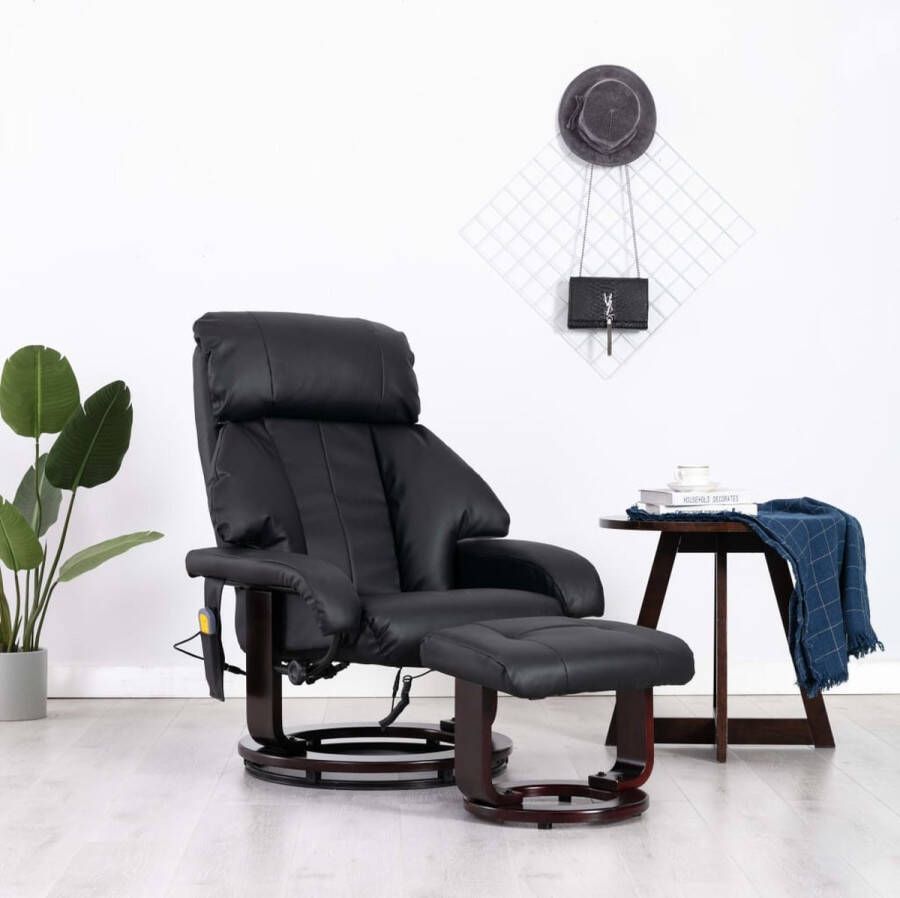 The Living Store Luxe verstelbare kunstleren massagestoel zwart 82x77x110cm met 8 massagepunten