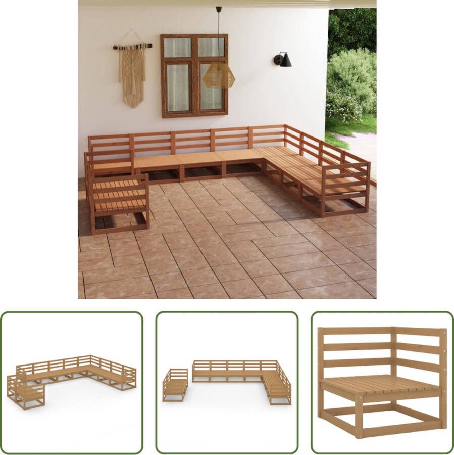 The Living Store Massief Grenenhouten Tuinset 70 x 70 x 67 cm Honingbruin