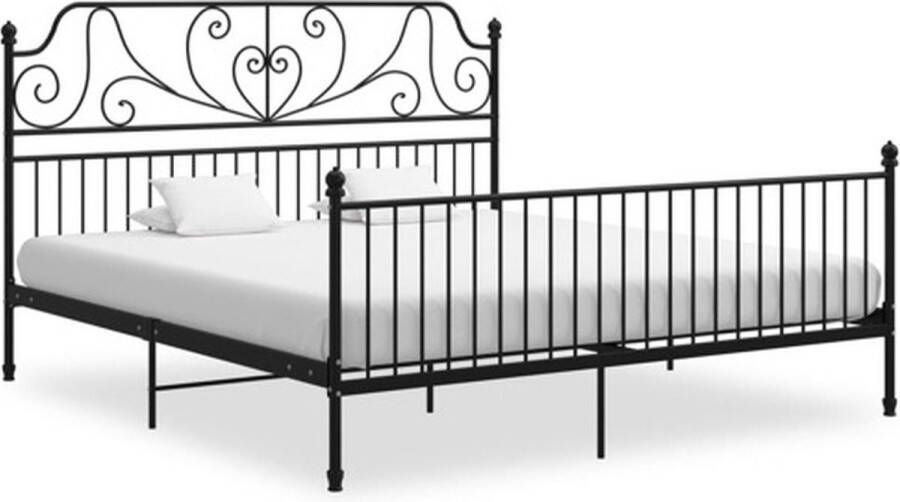 The Living Store Metalen Bedframe Zwart 206 x 204 x 131 cm Gepoedercoat metaal